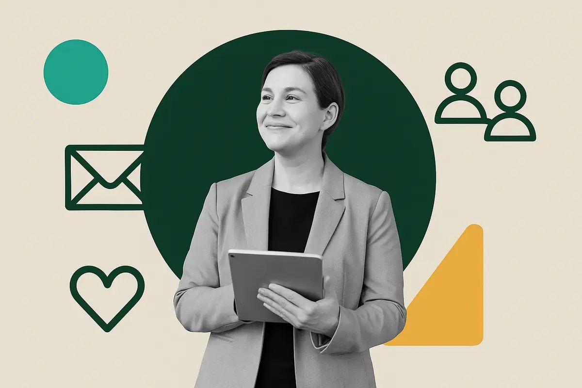 rofessional association administrator confidently managing member communications with simple email tools.