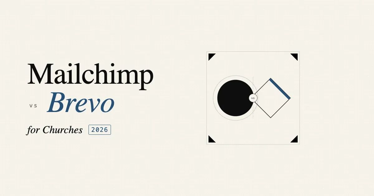 Mailchimp vs Brevo comparison for churches — 2026 guide hero image.