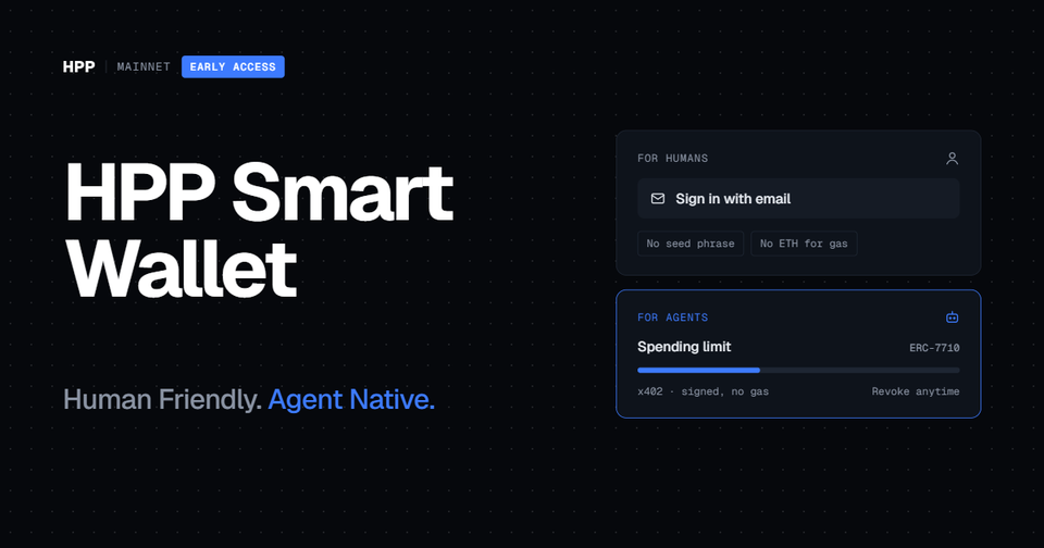 Human Friendly, Agent Native: Introducing HPP Smart Wallet on Mainnet