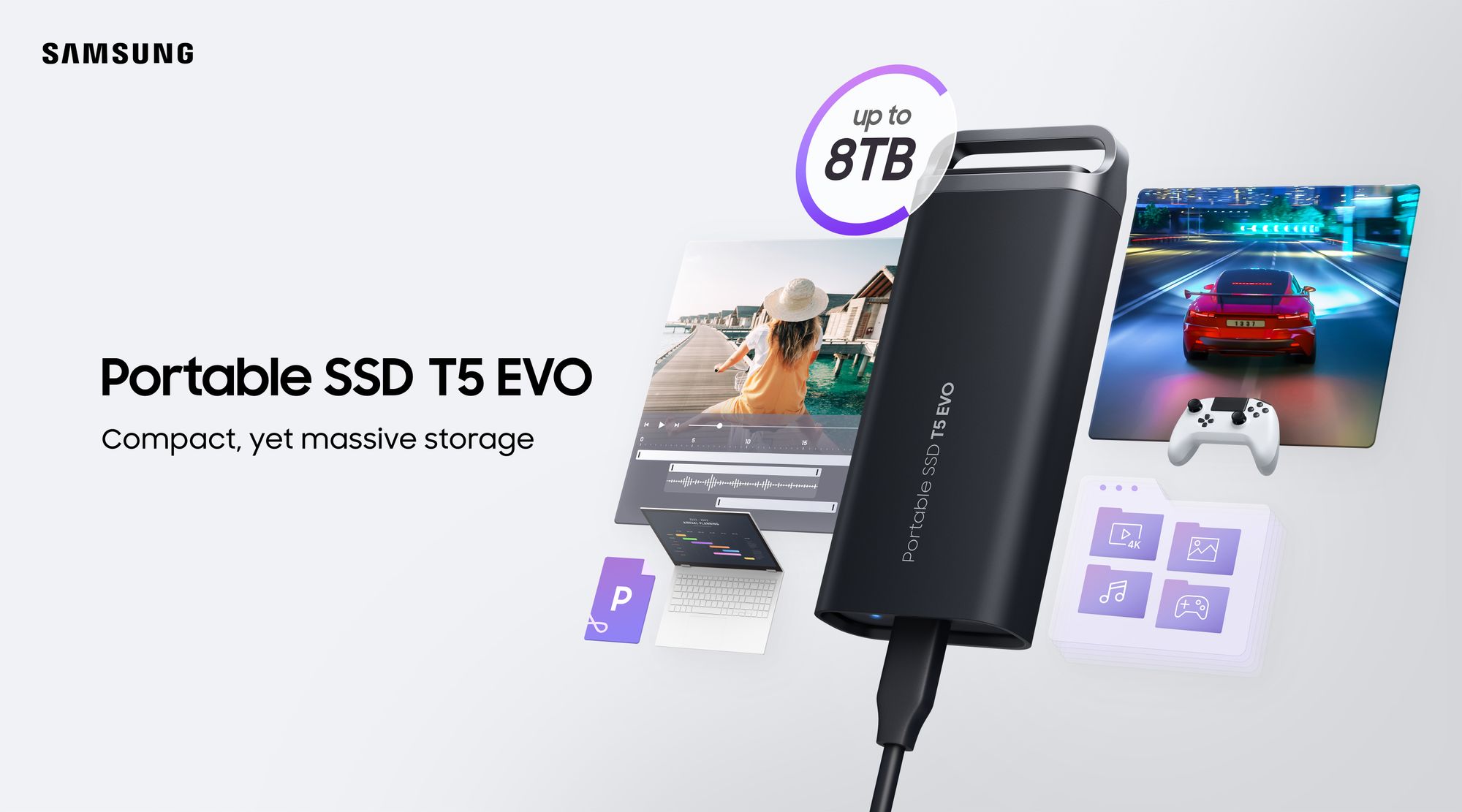 Samsung Launches 8TB Model of Portable T5 EVO SSD