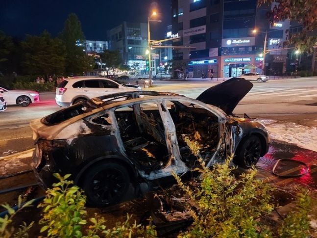 Fire Engulfs Tesla Electric Vehicle in South Korea post image