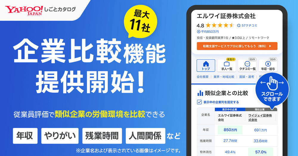 Yahoo Japan launched a company comparison tool for job seekers. post image