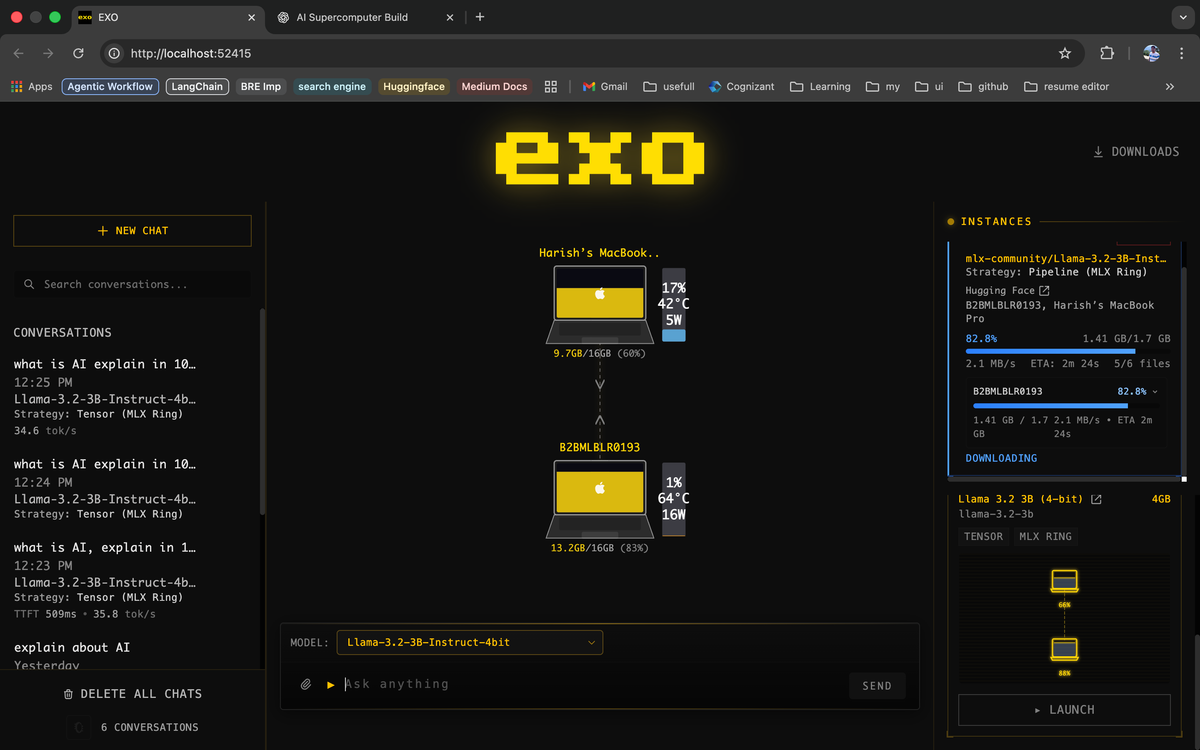 Model sharding with EXO: how to link Macs and run models bigger than any one of them