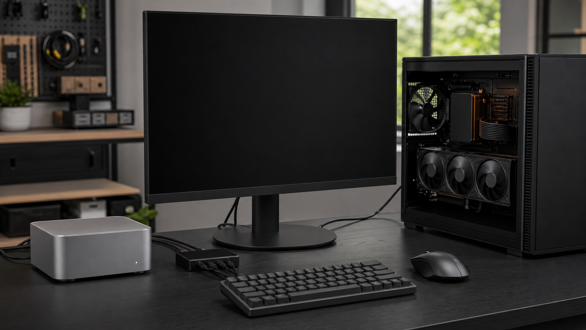 Plan the Desk KVM Before Your Mac Mini and RTX Box Fight Over the Same Monitor hero image