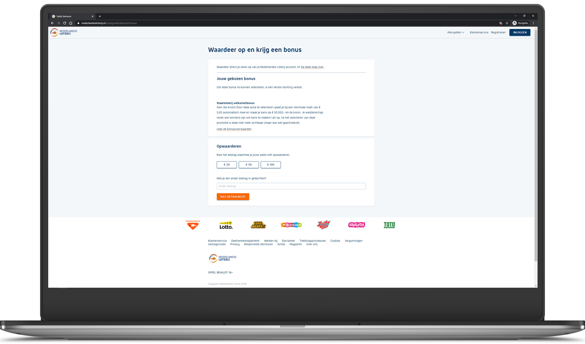 Example of a styleguide page with test data