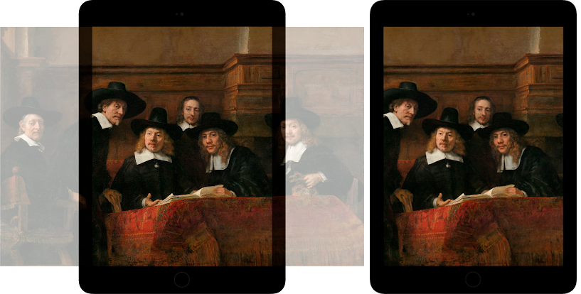 A comparison of images that would be downloaded for different popular devices with a naive `srcset` setup (left), and with the described setup (right).