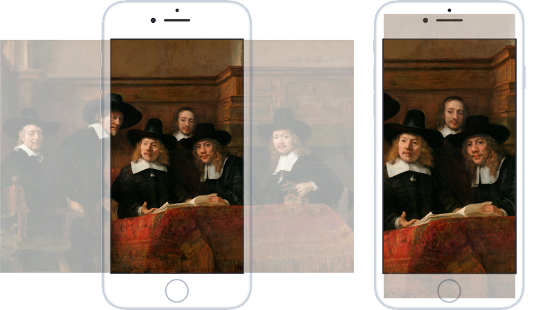 A comparison of images that would be downloaded for different popular devices with a naive `srcset` setup (left), and with the described setup (right).