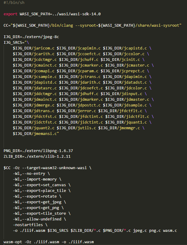 The build shell script