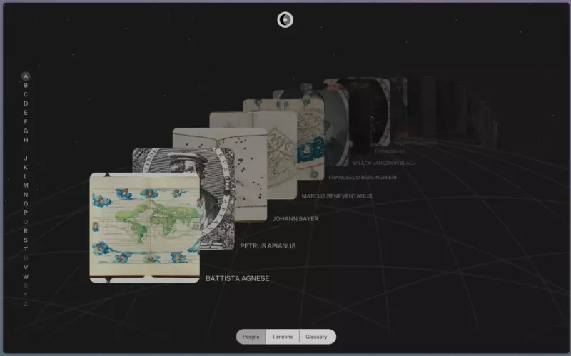 Cards seemingly floating in space above a 3D globe.