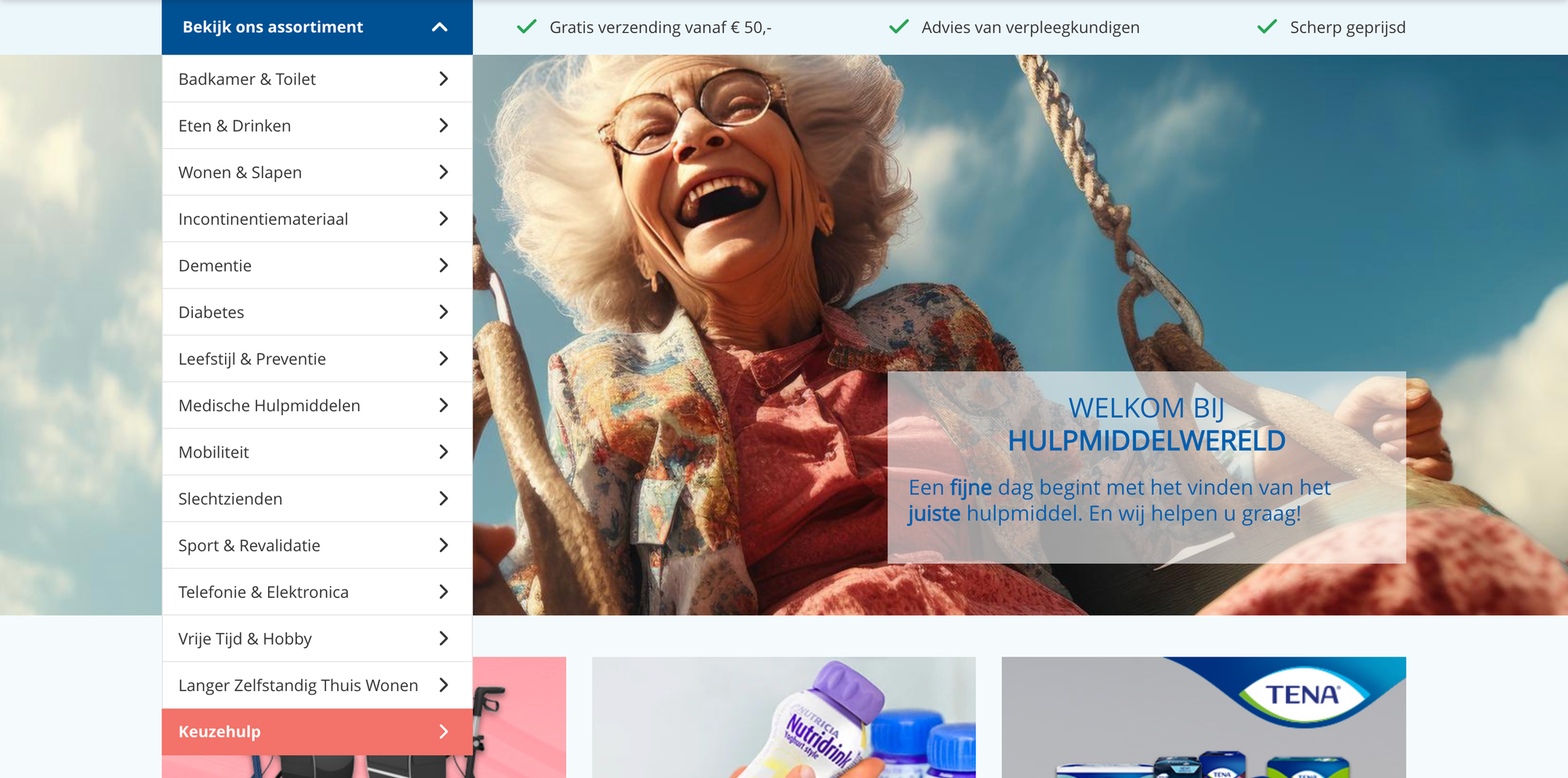 Screen shot of one of the most well-known Dutch mobility aid websites.