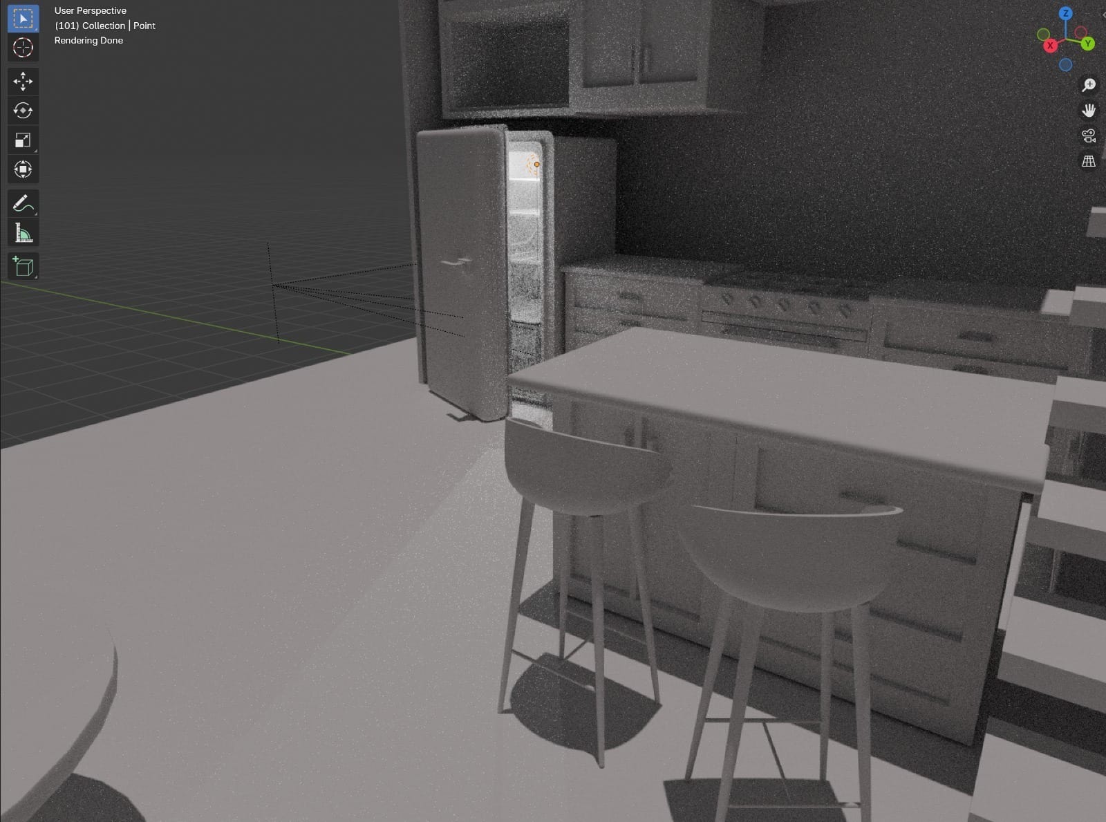 Image from Blender with a kitchen setting.
