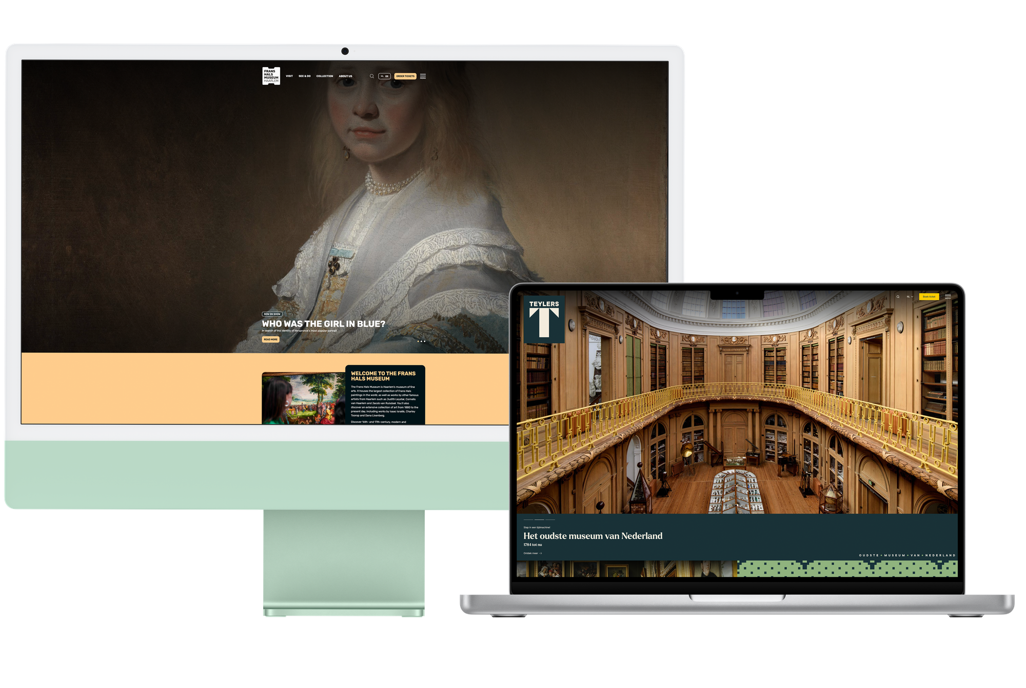 The homepages of the Frans Hals Museum and Teylers Museum.