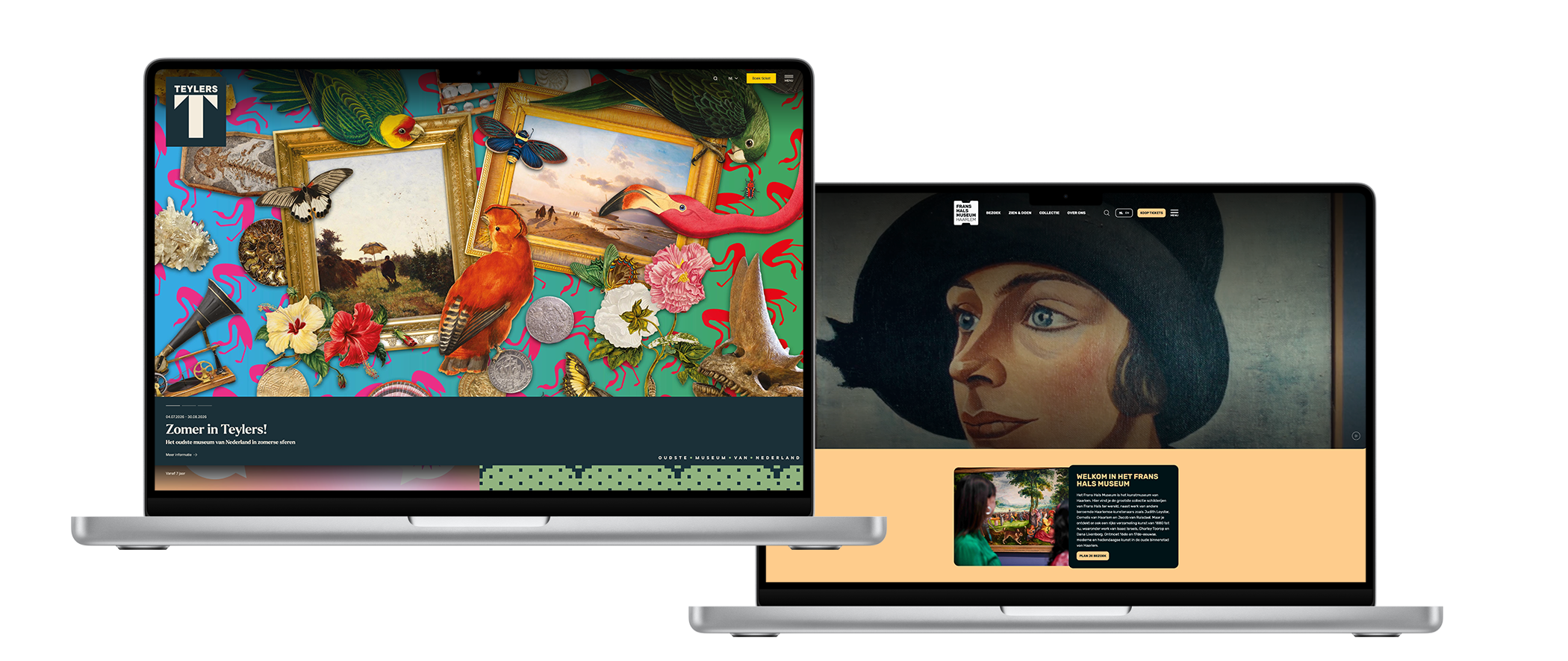 The homepages of the Frans Hals Museum and Teylers Museum.