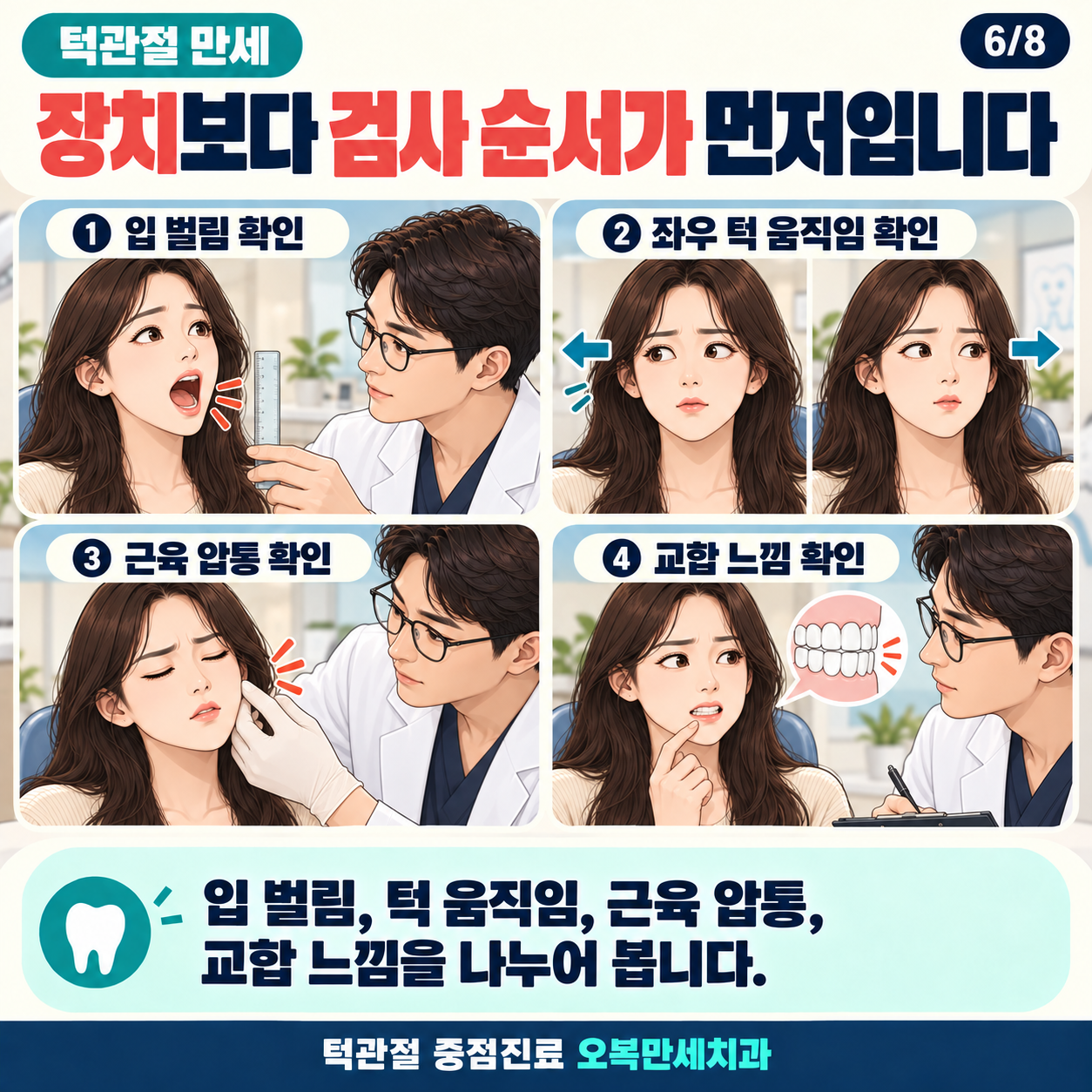 장치보다 검사 순서가 먼저임을 설명하는 진료 그림