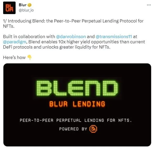 블러, NFT 위한 담보대출 프로토콜 블렌드 출시