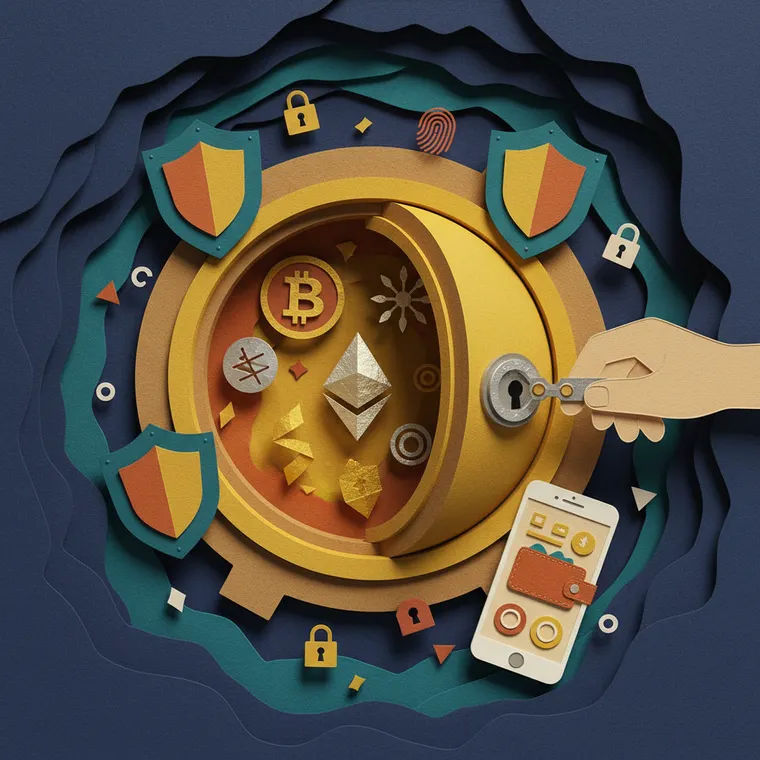 암호화폐 지갑 보안 금고 핫월렛 콜드월렛 비교 페이퍼컷 일러스트레이션