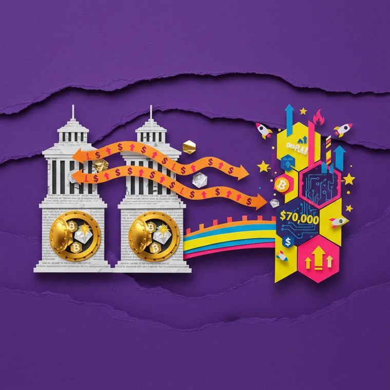 시티은행 모건스탠리 암호화폐 커스터디 E*TRADE 거래 서비스 월스트리트 크립토 진출 페이퍼컷 콜라주 일러스트레이션