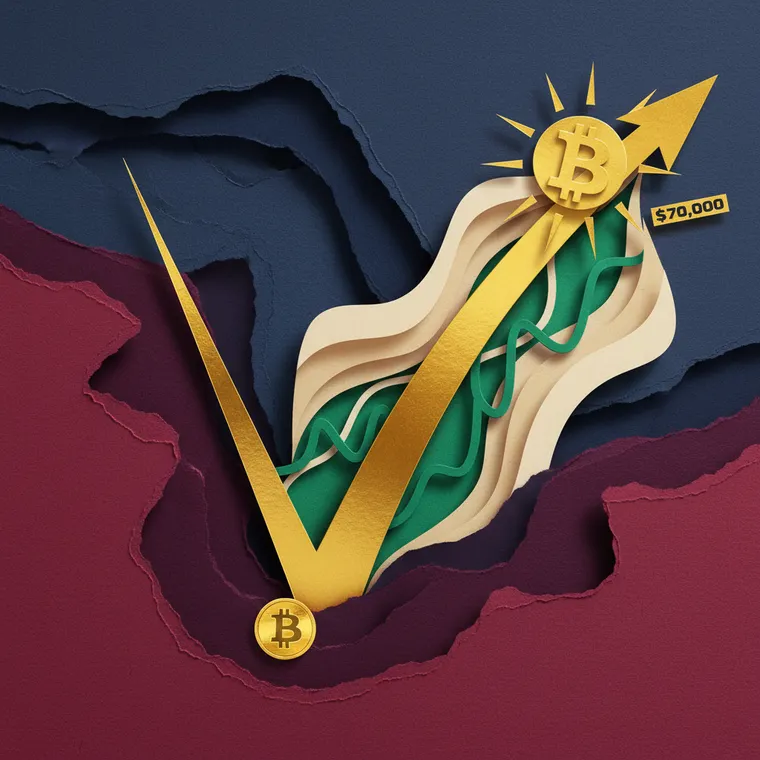 비트코인 RSI 극저점 회복, MACD 골든크로스, 볼린저 밴드 반등의 기술적 신호를 보여주는 차트 분석