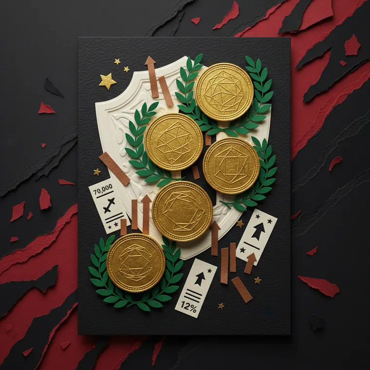 극단적 공포장 매수 추천 암호화폐 TOP 5 골드 코인 프리미엄 페이퍼컷 콜라주 일러스트레이션