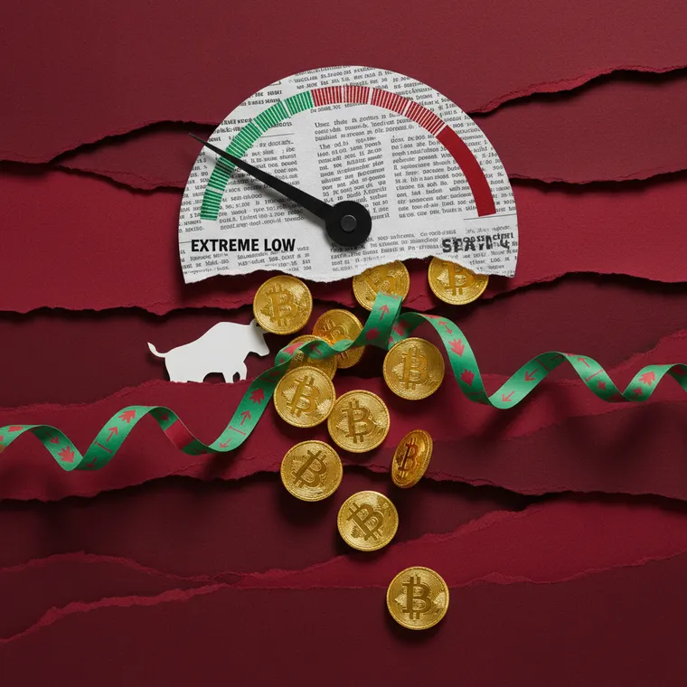 2026년 3월 암호화폐 시장 극단적 공포 공포탐욕지수 비트코인 ETF 유입 페이퍼컷 콜라주 일러스트레이션