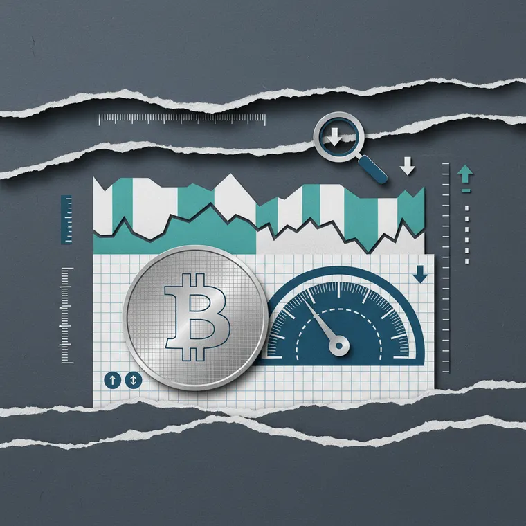 비트코인 RSI 과매도 기술적 분석 차트 페이퍼컷 콜라주 일러스트레이션