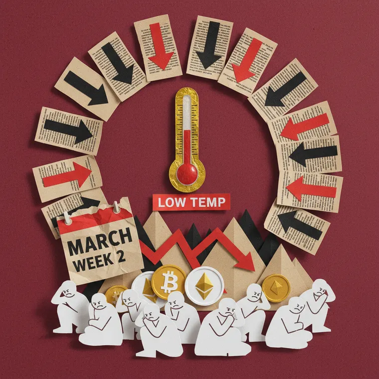 공포탐욕지수 극단적 공포를 나타내는 암호화폐 시장 하락 페이퍼컷 콜라주 일러스트