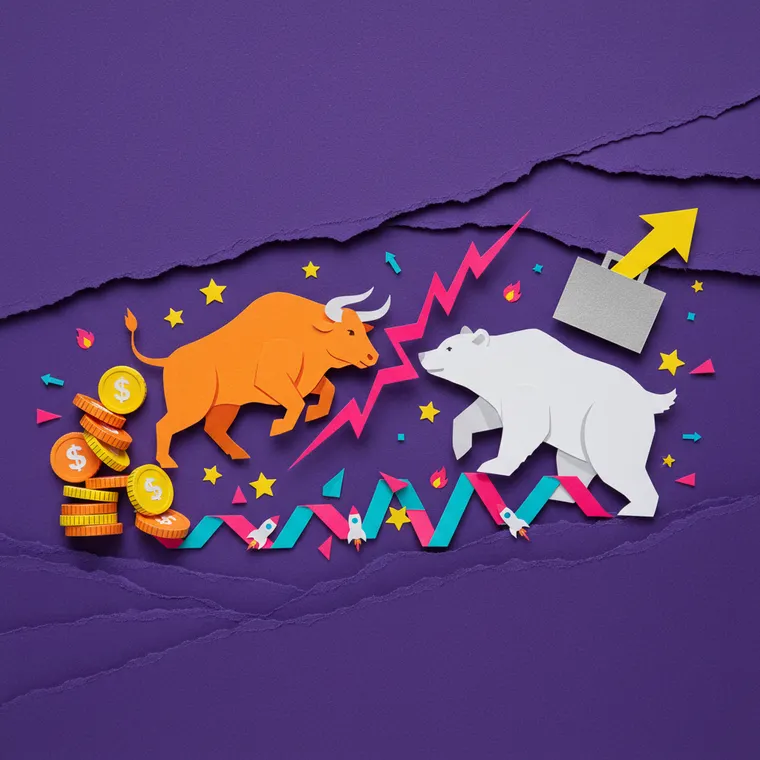 트럼프 이란 발언으로 촉발된 크립토 시장 휩쏘와 대규모 청산을 표현한 페이퍼컷 콜라주 일러스트