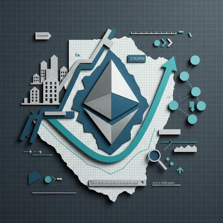 이더리움 ETH 2026년 3월 기술적 분석과 기관 자금 유입을 나타내는 페이퍼컷 콜라주 일러스트레이션