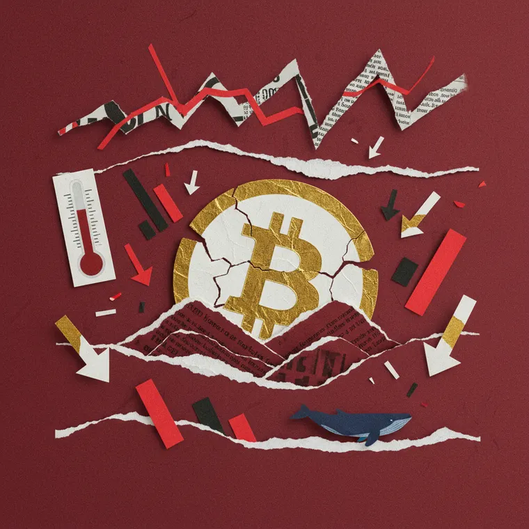 비트코인 공포탐욕지수 극단적 공포를 표현한 페이퍼컷 콜라주 일러스트레이션