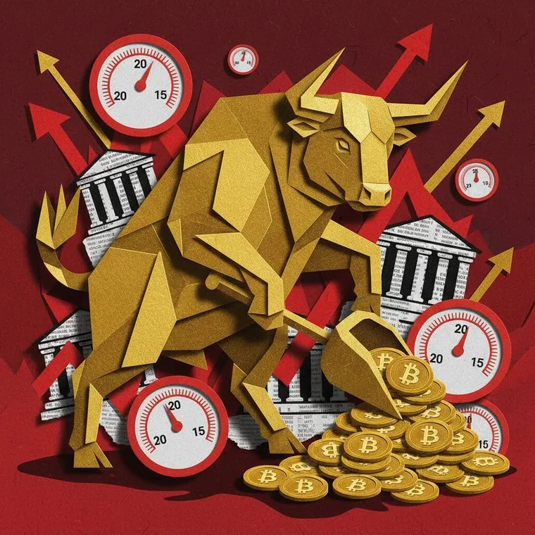 극도의 공포 속 기관 BTC 역매수 신호 2026년 4월 16일 암호화폐 시장 브리핑 페이퍼컷 콜라주 일러스트레이션