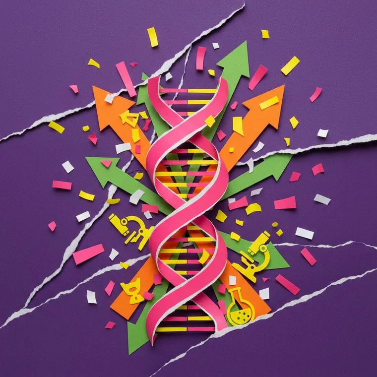 BIO 프로토콜 DeSci 탈중앙화 과학 코인 48% 폭등 페이퍼컷 콜라주 일러스트레이션