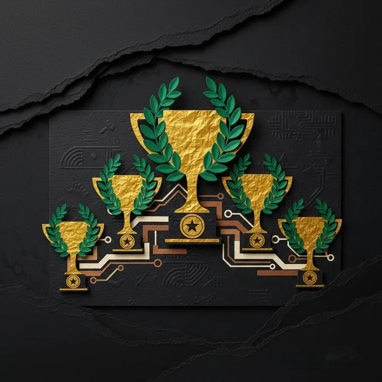 극도의 공포 구간 추천 코인 TOP 5 비트코인 이더리움 솔라나 XRP HYPE 기관 매수 황금 트로피 페이퍼컷 콜라주 일러스트레이션