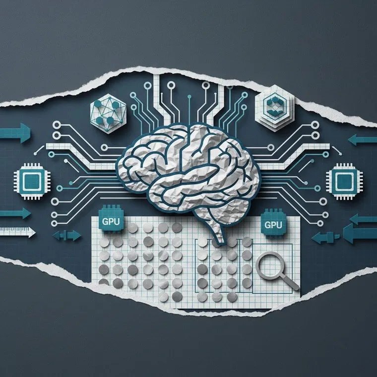 2026년 주요 AI 코인 프로젝트 비교 분석 가이드 — AI 뇌와 블록체인 회로 페이퍼컷 콜라주 일러스트레이션