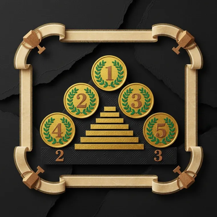 2026년 4월 업비트 알트코인 TOP 5 추천 골드 트로피 페이퍼컷 프리미엄 일러스트레이션