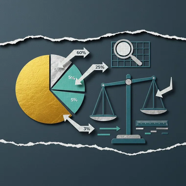 크립토 포트폴리오 자산 배분 비율과 리밸런싱 전략 2026 완벽 가이드 페이퍼컷 콜라주 일러스트레이션