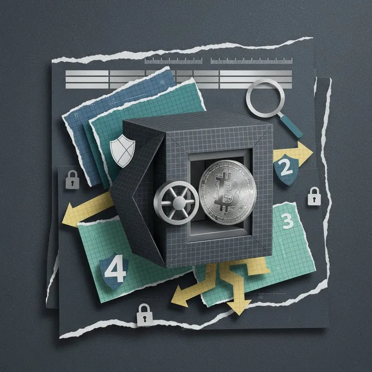 비트코인 지갑 종류 비교 하드웨어 콜드월렛 소프트웨어 핫월렛 2026년 투자자 단계별 선택 가이드 페이퍼컷 콜라주 일러스트레이션