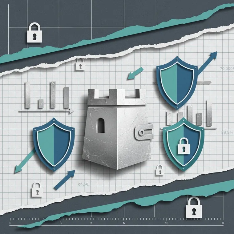 비트코인 하드웨어 지갑 Trezor Ledger Exodus 보안 비교 2026 페이퍼컷 콜라주 일러스트레이션