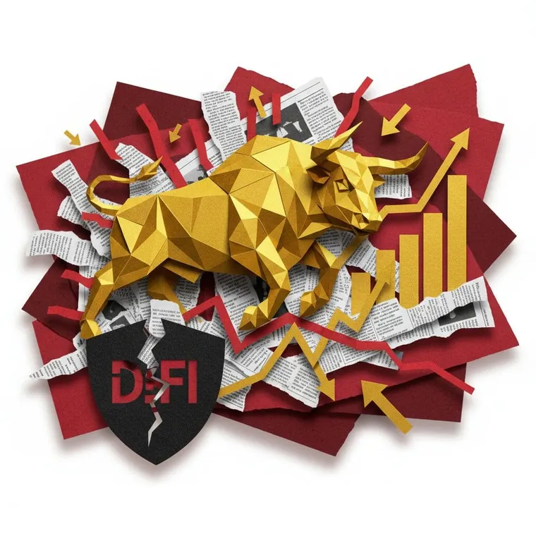 비트코인 ETF 기관 수요 급증과 DeFi 해킹 사건 2026년 5월 3일 암호화폐 시장 브리핑 페이퍼컷 콜라주 일러스트레이션