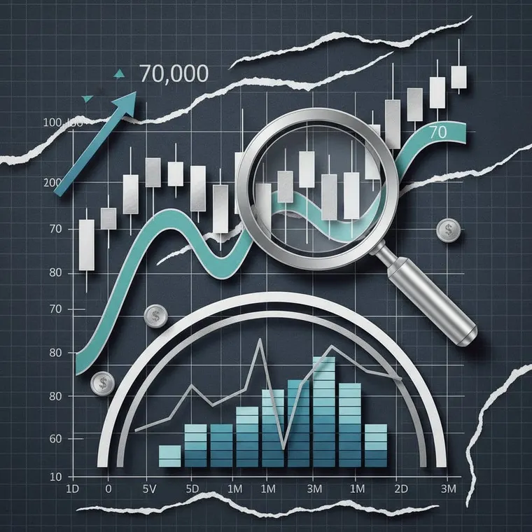 암호화폐 차트 분석 캔들차트 RSI MACD 볼린저밴드 실전 가이드 2026 페이퍼컷 콜라주 일러스트레이션