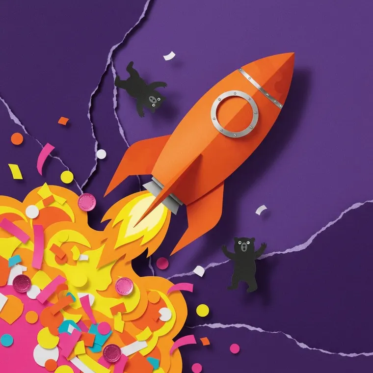 대시 DASH 알트코인 급등 공매도 청산 강세 랠리 페이퍼컷 콜라주 일러스트레이션