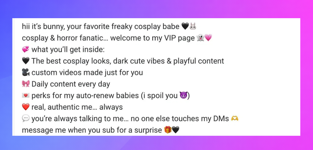 OnlyFans GFE bio example