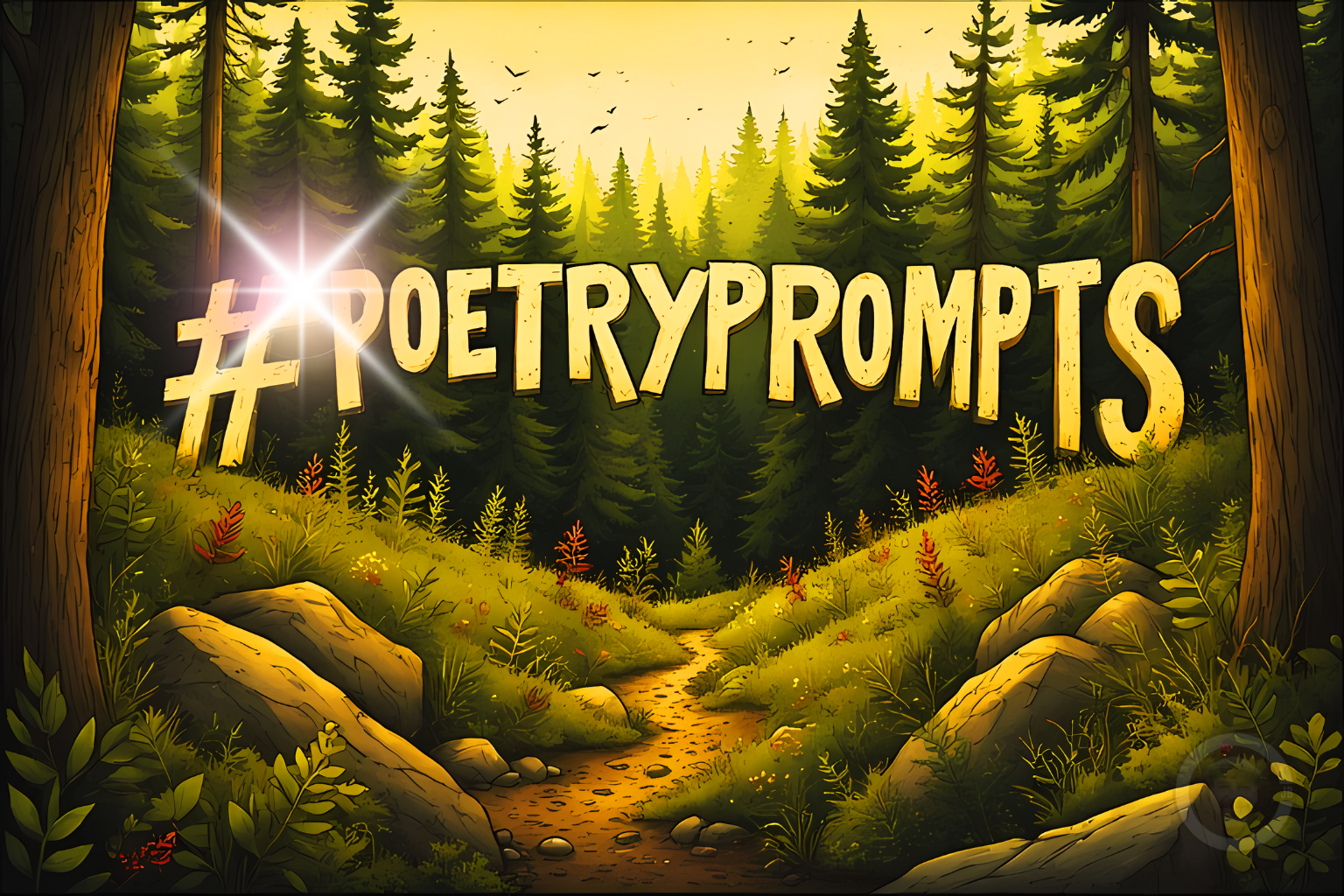 poetry prompts wording shown in woods