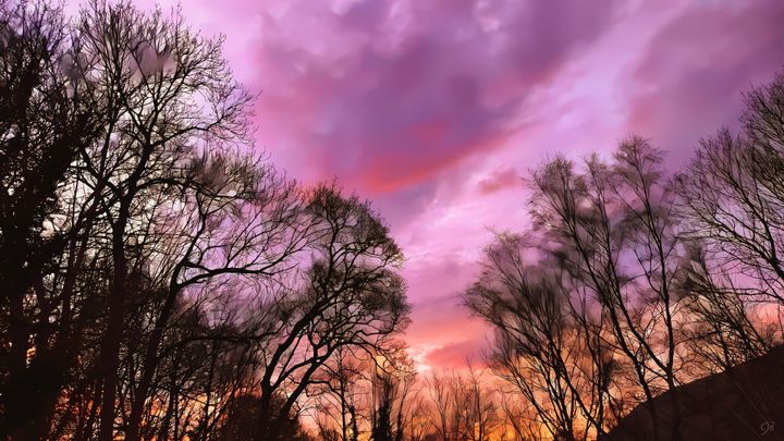 photo and artwork by cjb of sunset sky in purple