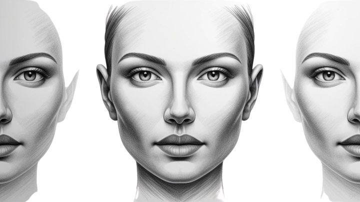 drawing of the perfect symmetry of facial shape