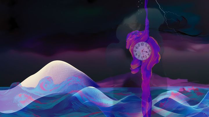 CJB abstract art of purple ocean and stormy sky