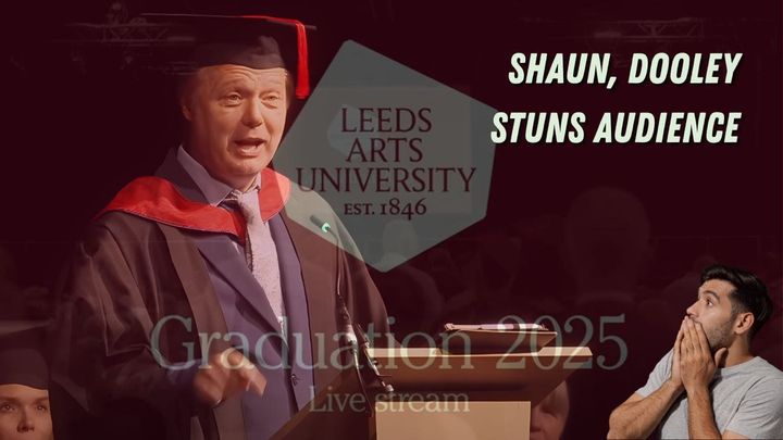 Shaun Dooley Actor giving a keynote speech at Leeds Arts University