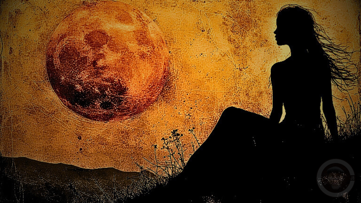 WOMAN SILHOUETTE ON HILL LOOKING TO SUNRISE