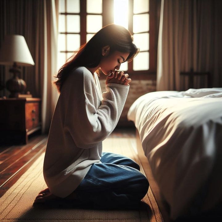 Japanese bed praying