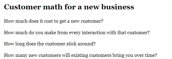 Customer Math fro new business graphic of text from his email