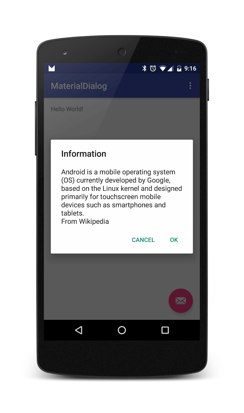 Demo: default dialog
